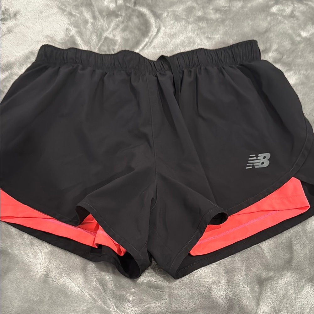 New Balance Black and Coral Athletic Shorts